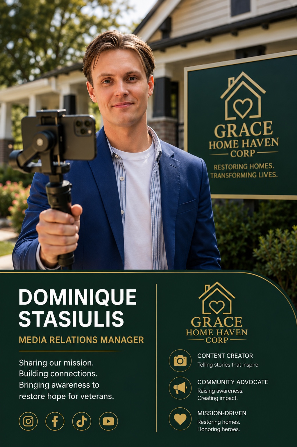 Dominique Stasiulis, Media Relations Manager, in a Grace Home Haven branded portrait